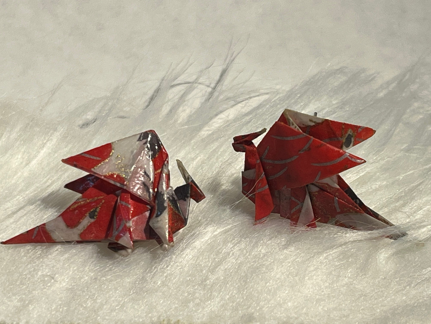 Origami dragon earrings
