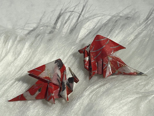Origami dragon earrings